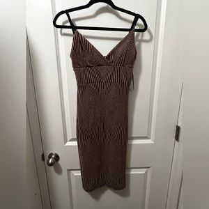 Beautiful pink and black sparkly midi form fitting dress